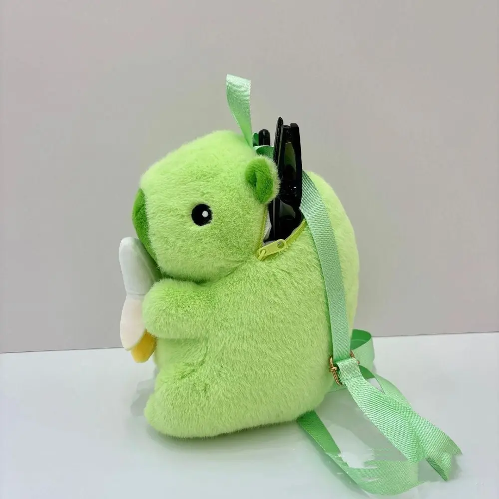 Large Capacity Capybara Plush Backpack Not Anxious Simulation Green Banana Capibara Doll School Bag Soft Shoulder