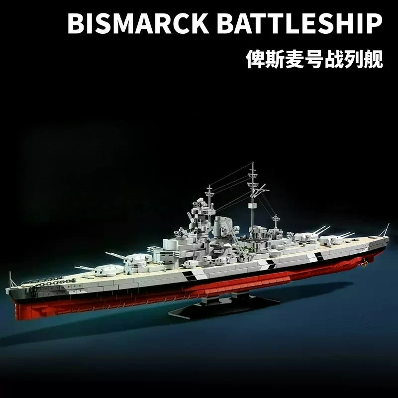

MOC WW2 Military Series Battleship Aircraft Carrier Modle Building Block Bismarck Ship Brick Educational Puzzle DIY Toy Kid Gift