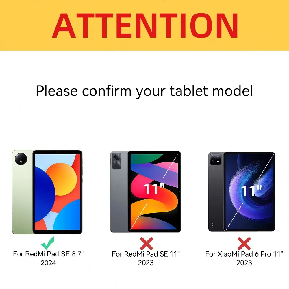 For XiaoMi RedMi Pad SE 8 7 Cover 8.7inch Tri-fold Stand Silicone Soft TPU Back Cover Auto Wake/Sleep For RedMi Pad se 8.7 Case