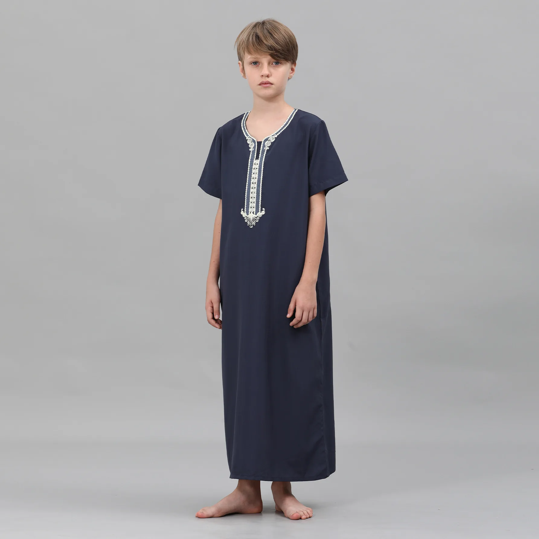 

Kids Daffah Dishdasha Robe Embroidery Dress Muslim Jubba Thobe Prayer Clothes For Teen Boys Islamic Clothing Djellaba Kaftan New