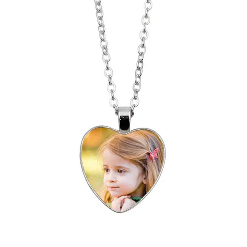 Handmade Custom Fashion Love Necklace Dad Mom Boy Girl Couple Heart Photo Pendant Necklace Fashion Cute Family Jewelry Gift