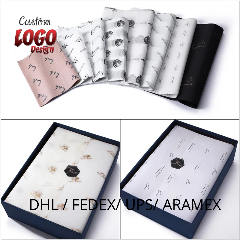 100 / 500 / 1000 pcs High Quality Custom Colorful Packaging Company Logo Customised Wrapping Tissue Paper