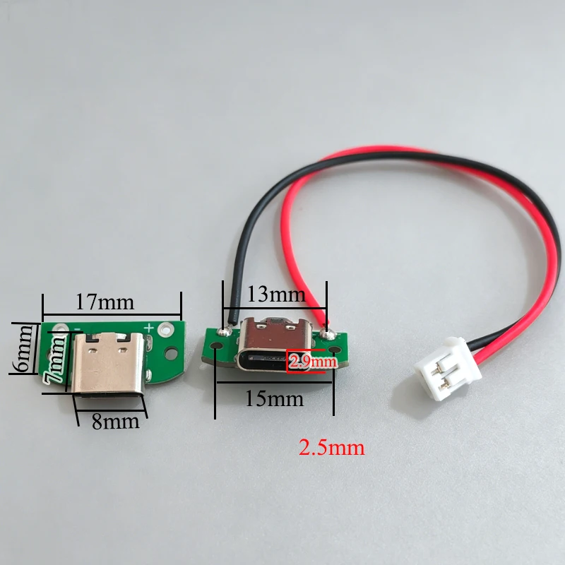 Cltgxdd 1 Stück USB-Typ-C-Buchsenadapterplatine 16P, nur zum Laden von 5V 3A, mit PH1.25/2.0/2.54mm Anschlusskabel für DIY-Lademodul – Detail 7