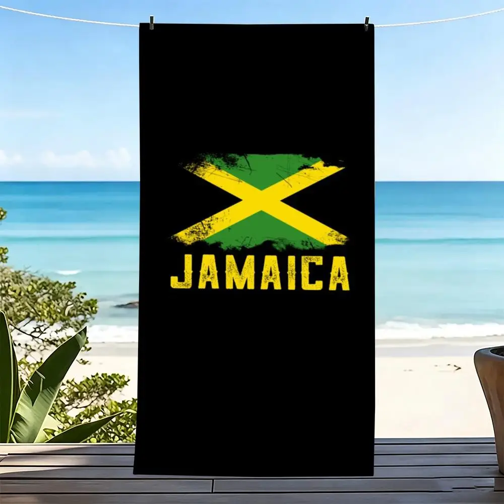 J-Jamaica Flag Towel Microfiber beach towel, quick-dry, sand-free, ultra-fine fiber, super soft.