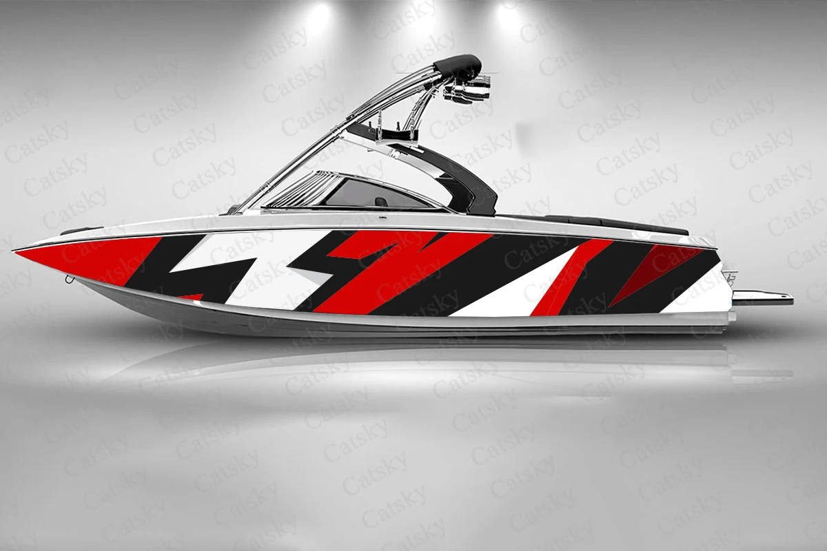 Boat Abstract Geometric Arrow Graphic Fashion Sticker Packaging Waterproof Custom Ship White Lines Wrap Vinyl Decal Decoration