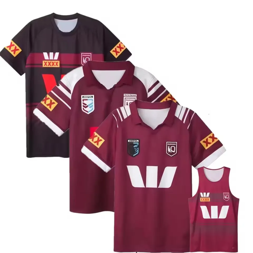 QLD Maroons 2025 Home / بعيدا / تدريب / قميص رجالي - مقاس الرجال: S-5XL (طباعة رقم الاسم المخصص) #1