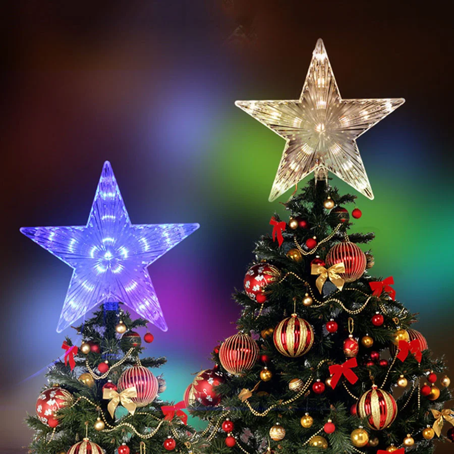 2024 Nieuwjaar Kerstboom Decoratie Kerstverlichting 220 V EU Plug 31LED vijfpuntige Ster Lichtslinger voor bruiloft Garland Party