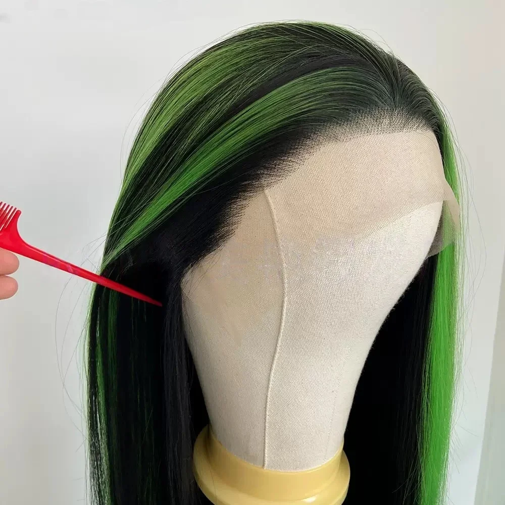 perruques-lace-frontal-13x4-ombre-noir-et-vert-lisses-perruque-lace-front-1b-vert-en-cheveux-humains-pre-pluckee