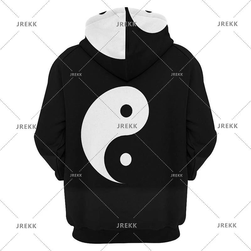 Yin-Yang Taichi 3D Printing Men's Hoodies Casual Clothing Vintage Tracksuit Sweatshirts Male Summer Tops Hooded Pullovers