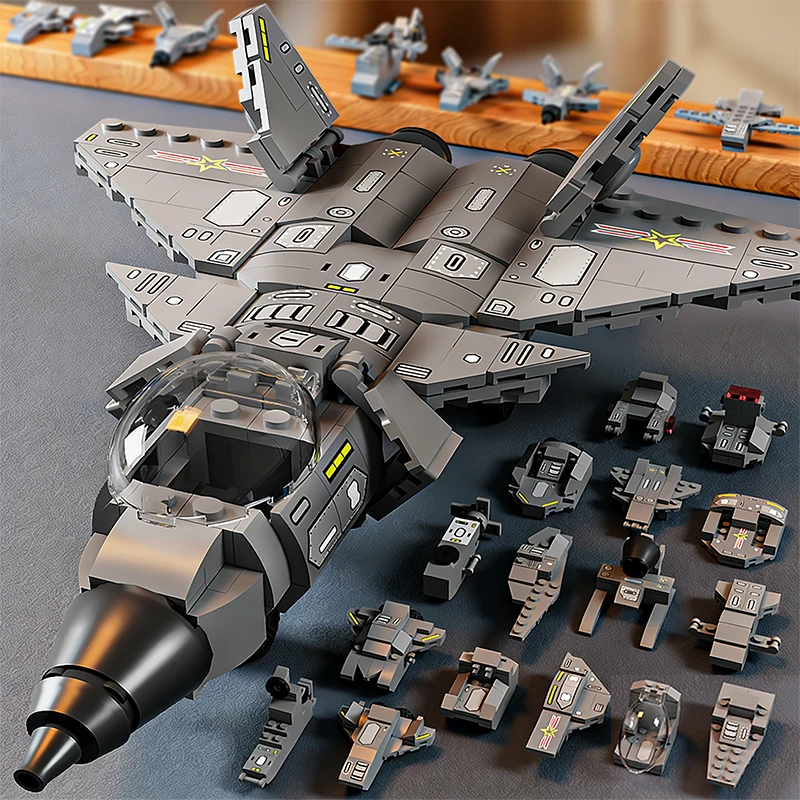 Bloques de Construcción Militares, Modelo de Avión de Combate J20 Stealth, Ladrillos de Ensamblaje DIY, Juguete para Niños, Regalo de Navidad