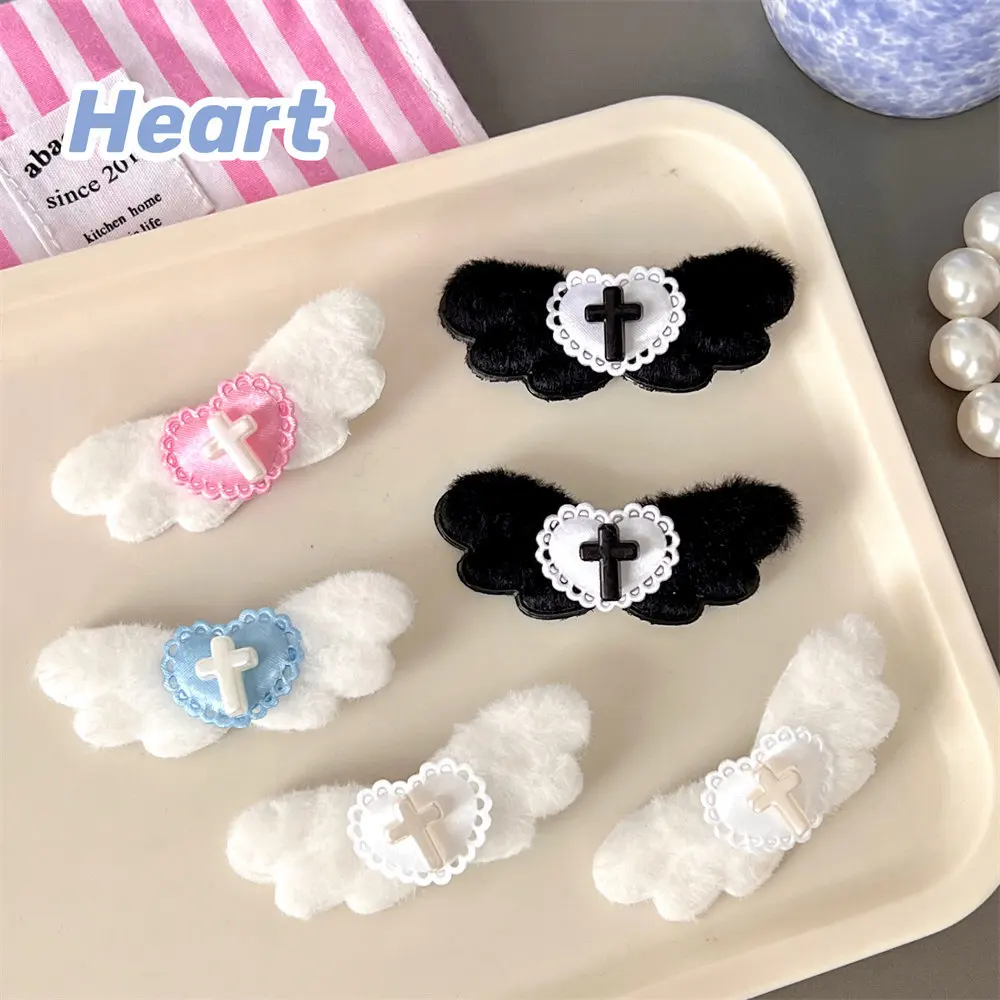 5Pcs Angel Love Cross Wings Hair Clip Girl Heart Side Clip High Beauty Subculture Spicy Girl Cute Headwear