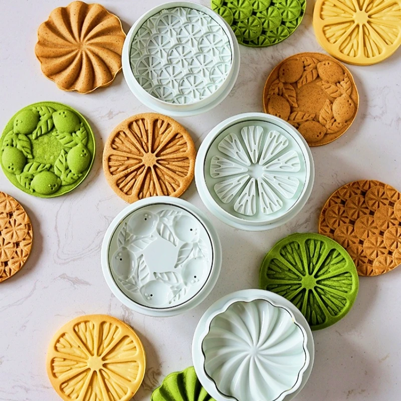 

4Pcs/Set Lemon Pattern Cookie Cutter Mould Fruit Shape Biscuit Stamp Embosser Steamed Bun Bread Hand Pressed Mold Baking Gadgets