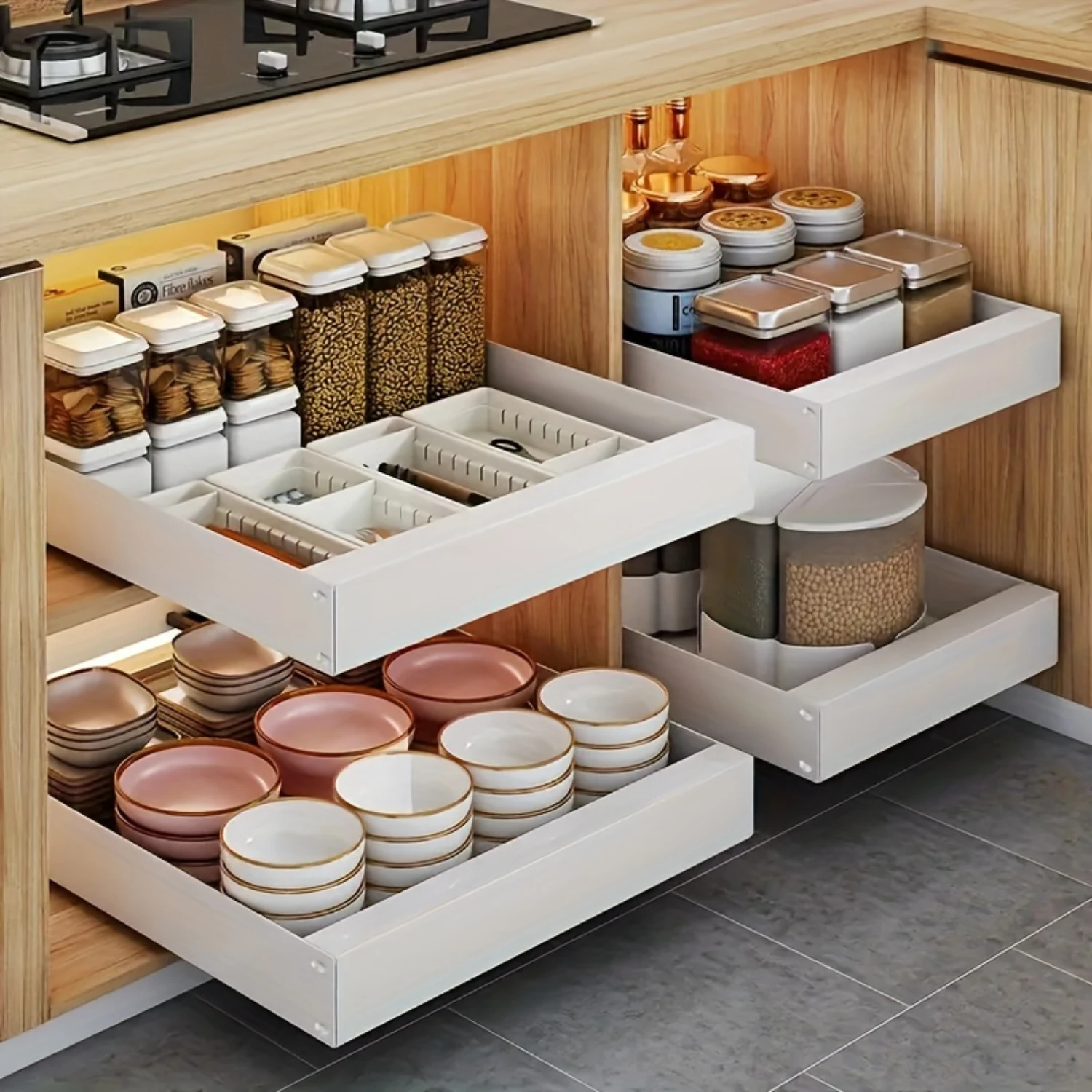 Expand, Maximize & Streamline Your Kitchen with Our Adjustable Pull-Out Organizer – Perfect for Spices &