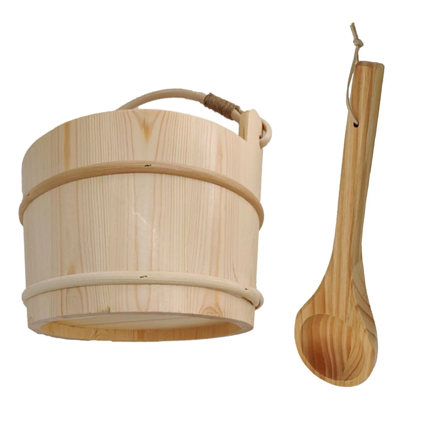 

Белое деревянное ведро и черпак для сауны ручной работы, аксессуар для спа-процедур, (21,5 см)