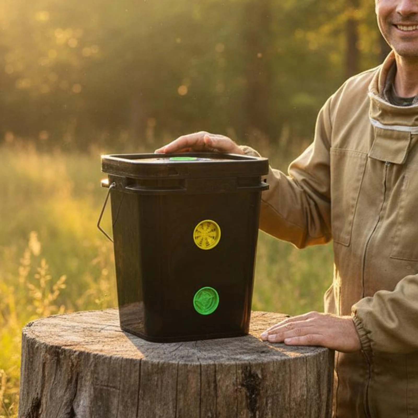 Square Bee Luring Container With Lid Hanging Swarming Catcher Beekeeping Apparatus Waterproof Apiary Supply Vented Design