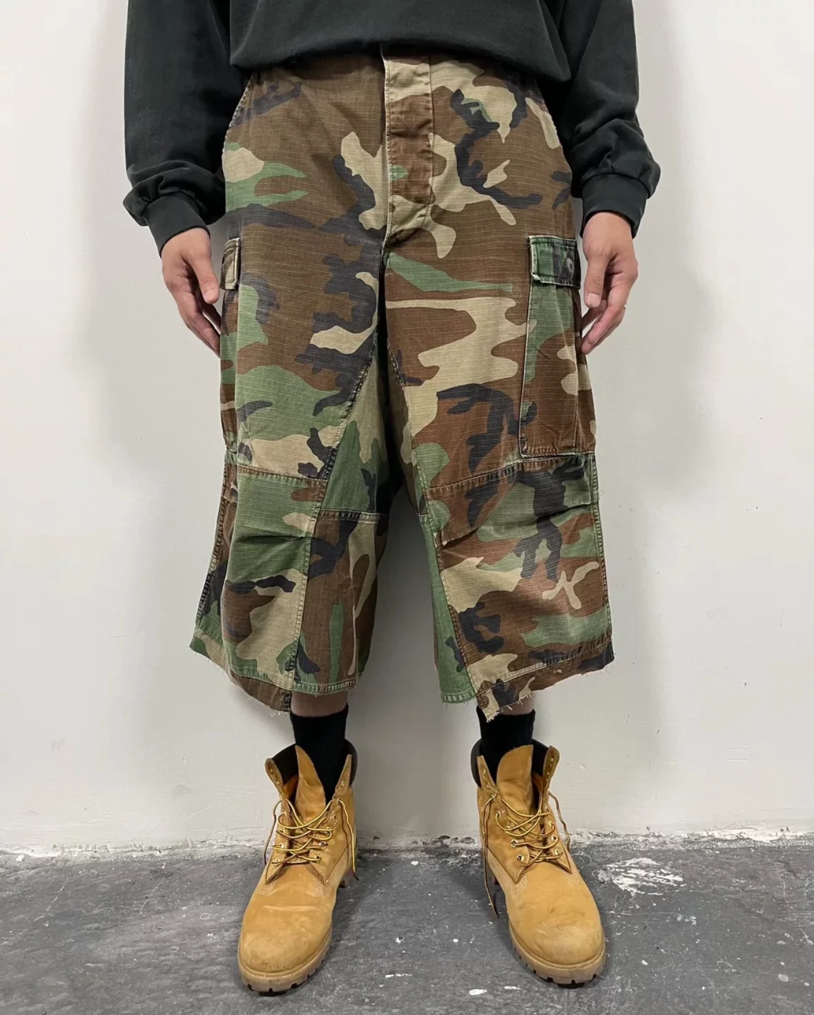 

Vintage M65 Washed Vintage Loose Baggy Camouflage Workwear Wide Leg Pants Cargo Vintage Cropped Trousers Hip Hop Sweatpants