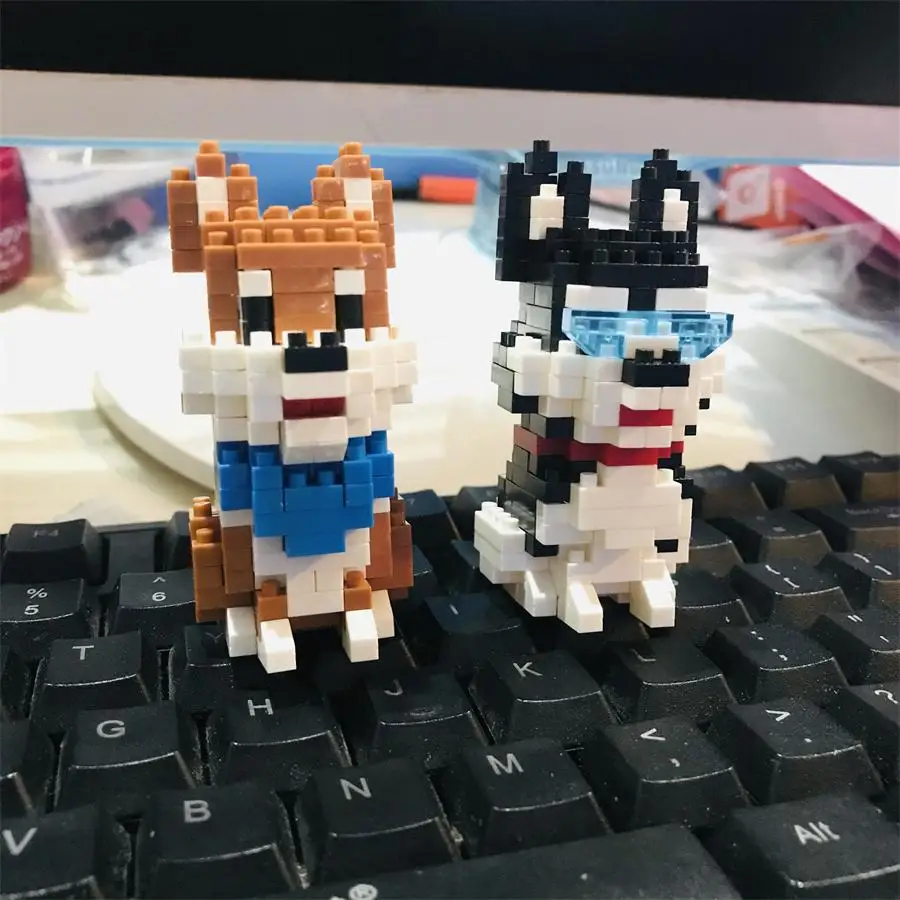 Balody Mini Blocks Assembly Animal Model Shiba Dog Husky Diamond Bricks Schnauzer Kids Gifts Girls Christmas Present Pet Shop