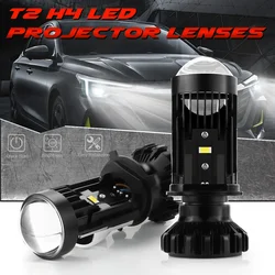 T2 T1 H4 Mini Projector Bi LED With Lens Lights High Low Beam Lenses Lamp 6000K White Headlight Fog Bulb Canbus Car Retrofit