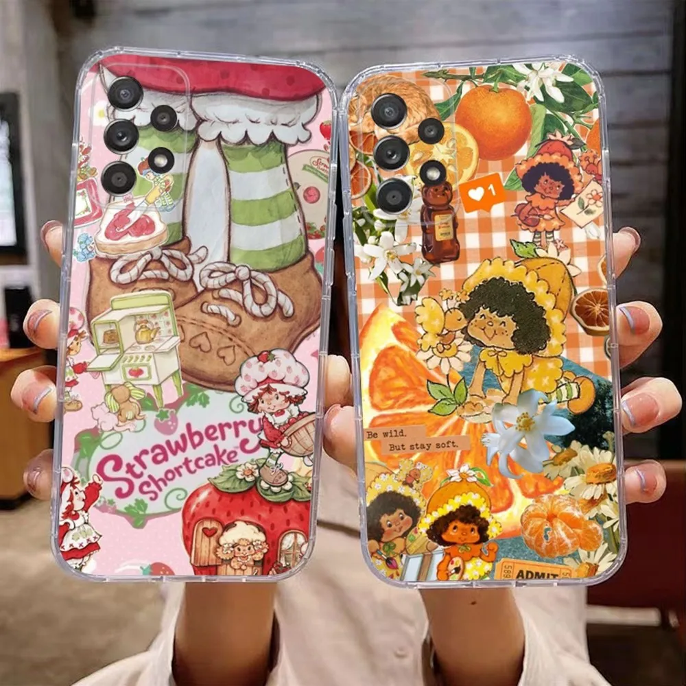

S-Strawberry S-Shortcake Character Phone Case For Samsung Galaxy A71,70,52,51,40,31,A50,30S,21S,Note20ultra Transparent Cover