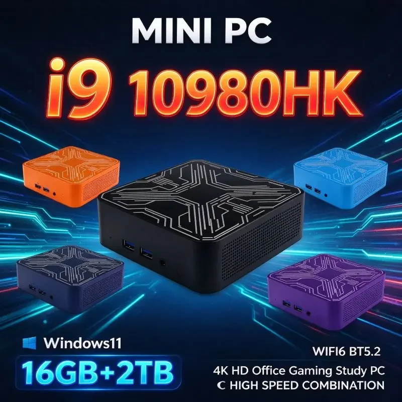 Ultra Compact Gaming Mini PC Intel Core I9 10980HK Dual HDMI Windows 11 16GB RAM 1TB 2TB SSD Home Office Game Desktop Computer