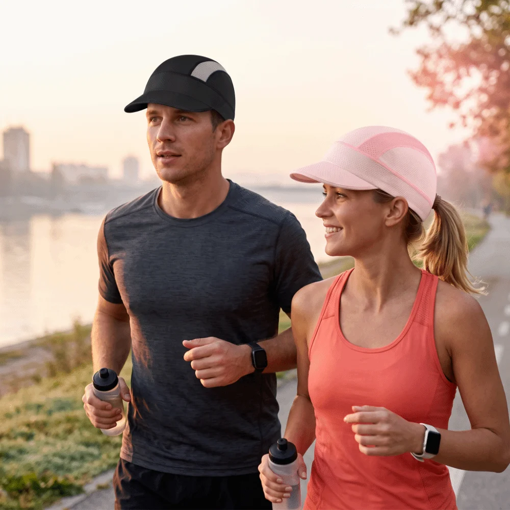 Breathable Mesh Cycling Caps Small Brim Sweat Absorption Running Hat Polyester Material Thin Design Quick Dry Hat Summer Season