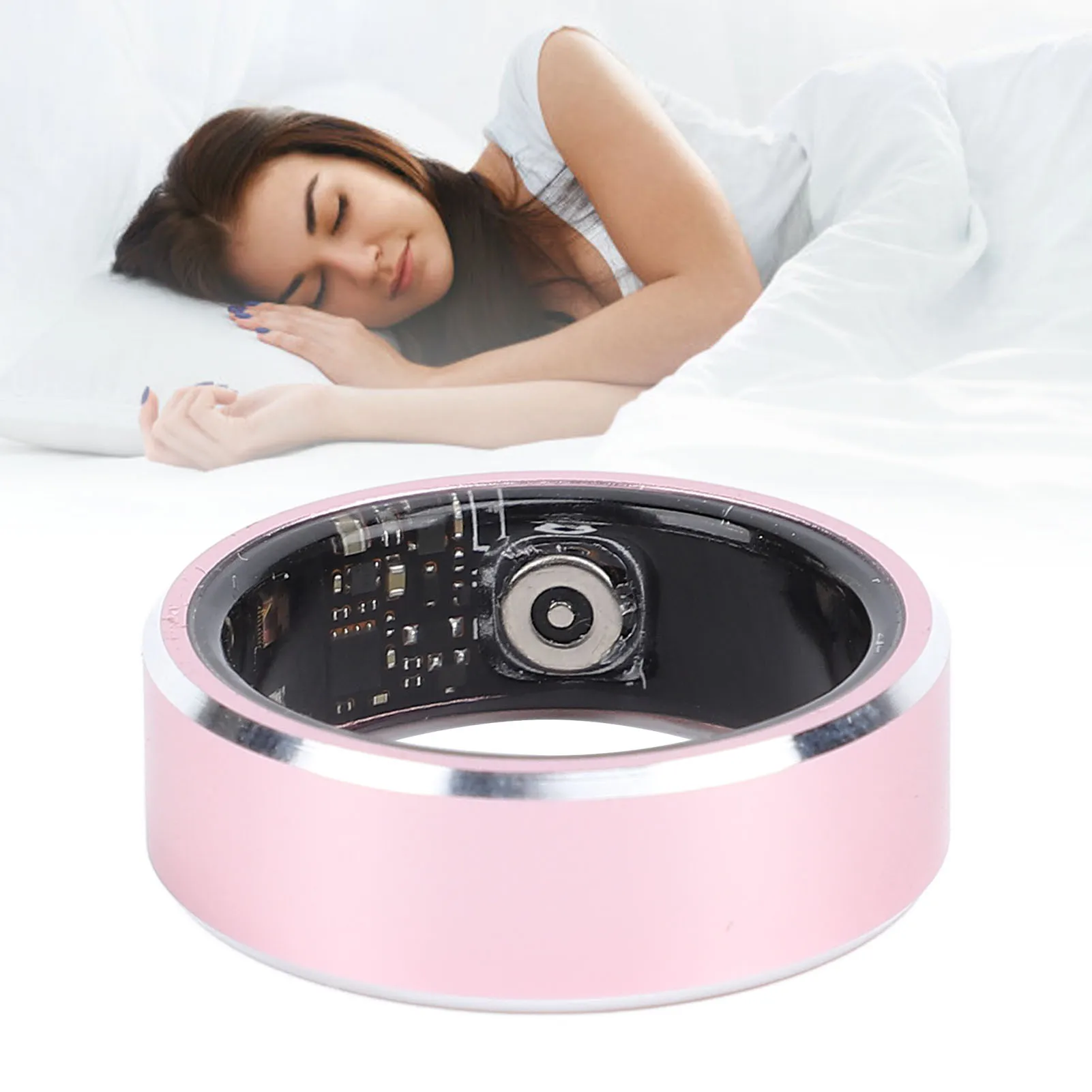 

Smart Ring Metal Bluetooth 5.1 IP68 Water Resistant Practical Pedometer Smart Ring Lightweight with Charging Case for Daily Use