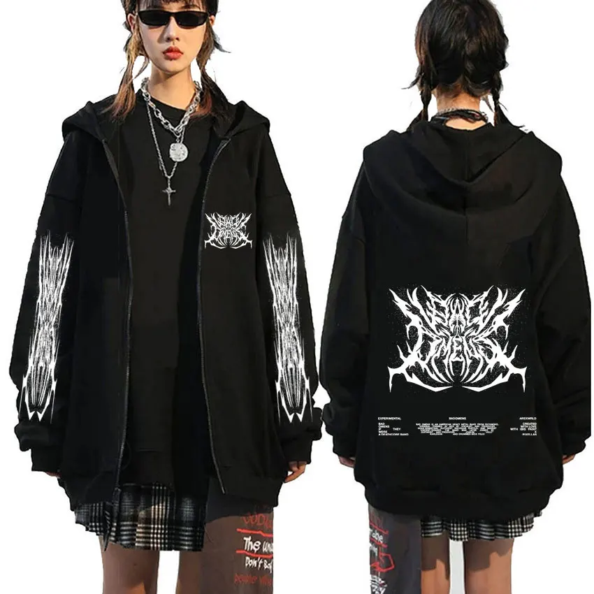 

Bad Omens Zipper Hoodie Fans Gift Do You Feel Love Tour 2026 Zip Up Jacket Men Women Vintage Rock Gothic Metal Zip Up Sweatshirt