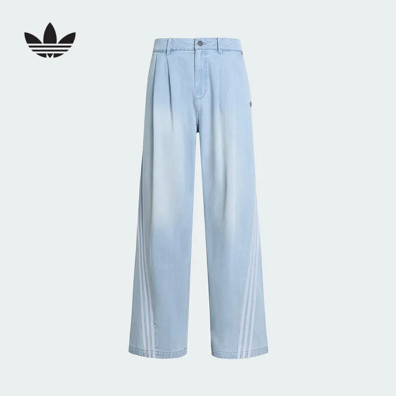 Adidas clover loose and easy to wear jeans 2026 summer men's woven casual trousers KX4822