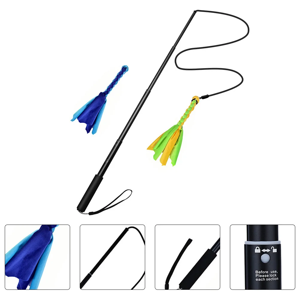 

1set Telescoping Dog Teaser Stick 360° Rotating Elastic String Extendable Flirt Pole For Aggressive Pulling Training
