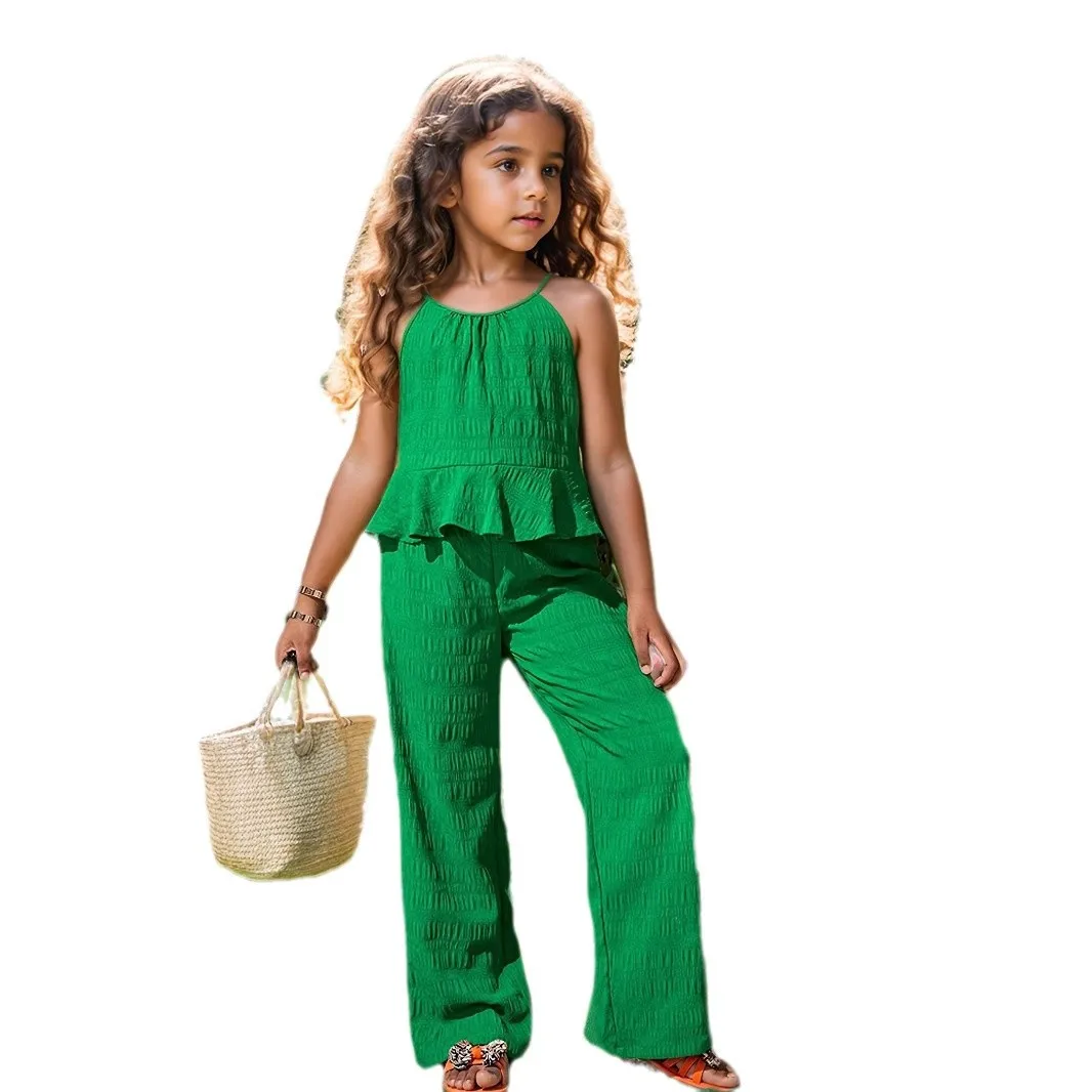 

New summer girls' clothes European and American children's clothing girls' fashion casual summer outfit children's vest and long
