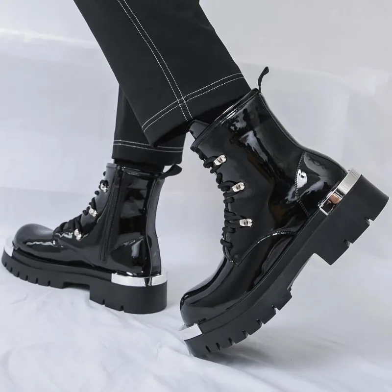 أحذية عالية الجودة للرجال أحذية عالية الجودة مصممة على الموضة أحذية رجالية غير رسمية على طراز الشارع للدراجات النارية أحذية الكاحل الجلدية بوتاس بارا هومبر #5