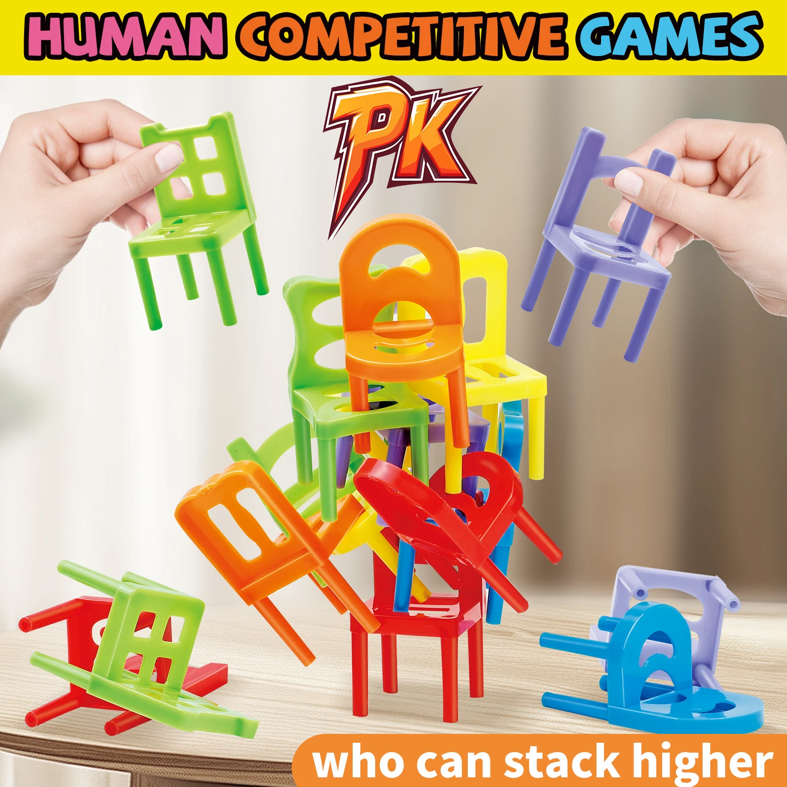 Stacking Chairs, Educational Toys, Building Blocks Stacking Chairs, Parent-Child Gathering Interactive Stress Reduction Toys