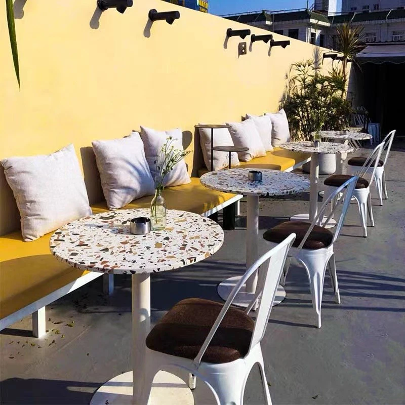 #Outdoor Restaurant Furniture Set Round  Stone Diner Restaurant Cafe Table Set