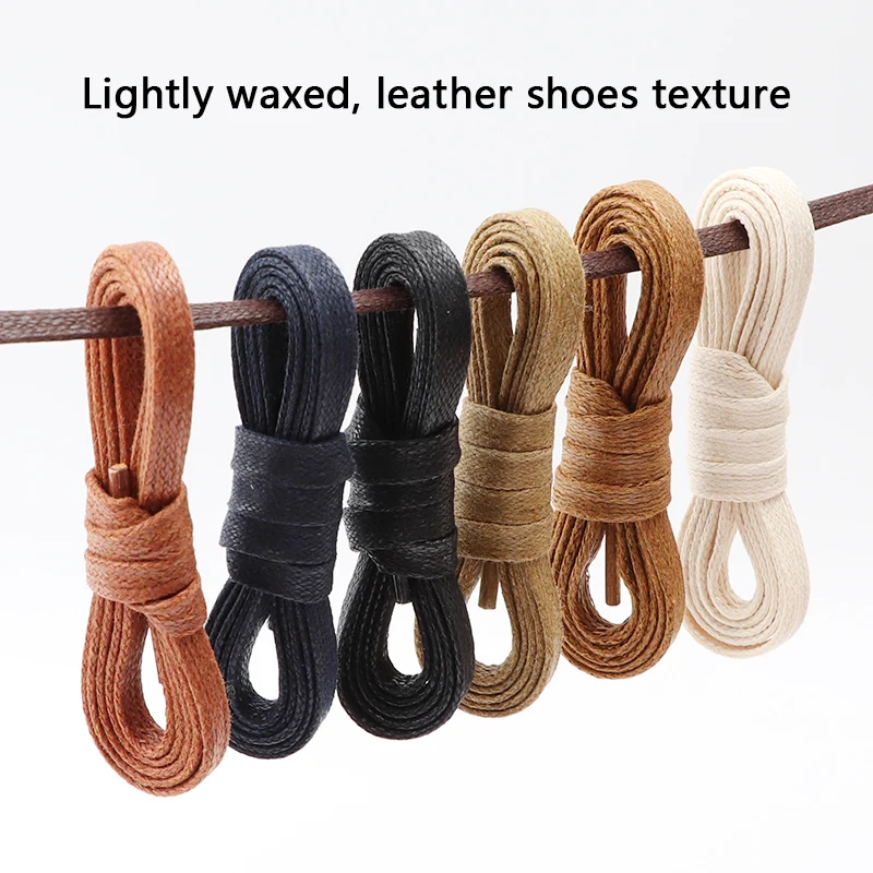 Cotton Cord Leather Shoestrings Waterproof Casual Waxed Flat Boots Shoe Laces Children Adult Sneakers Shoes Accessories 1 Pair