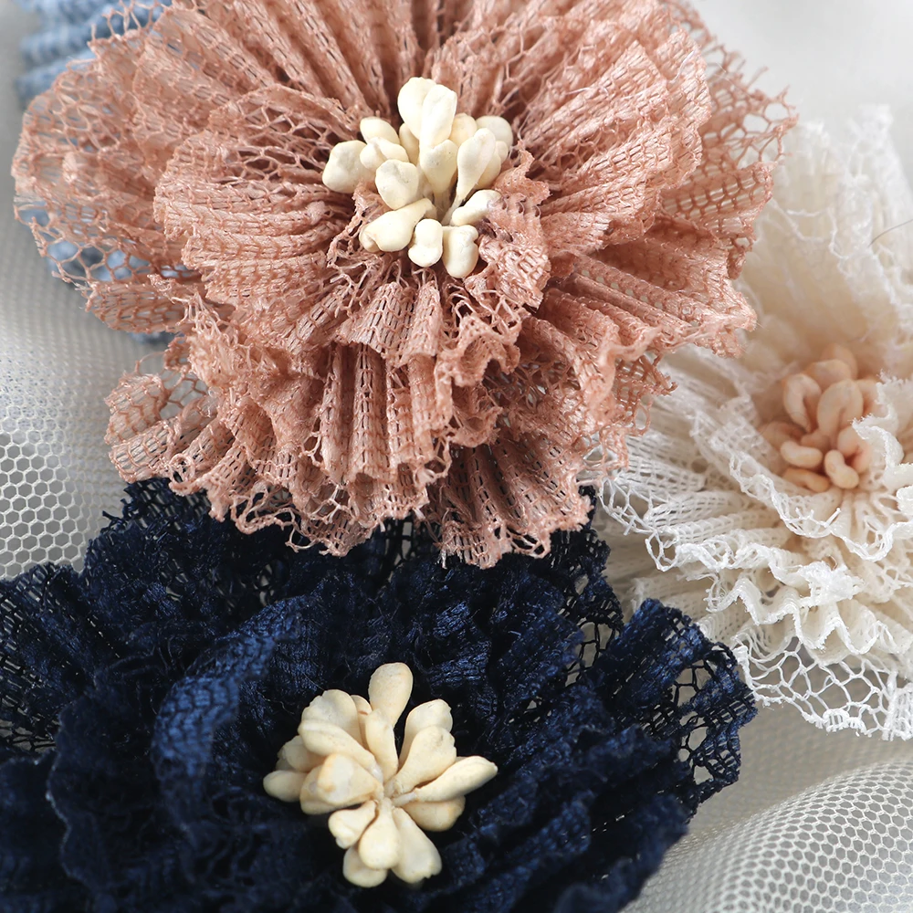 

10pcs Lace Chiffon Hair Flowers for Head for Crafting Decoration DIY Wedding Shoes Headdress Crafts Handmade Accessories