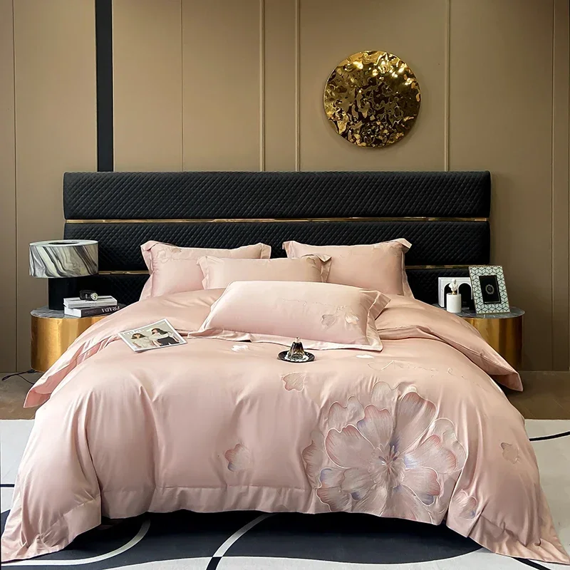 

Luxury summer Comforter bedding set washed satin silk home bed linen Embroidered duvet Quilt cover set Full sheet set Pillowcase