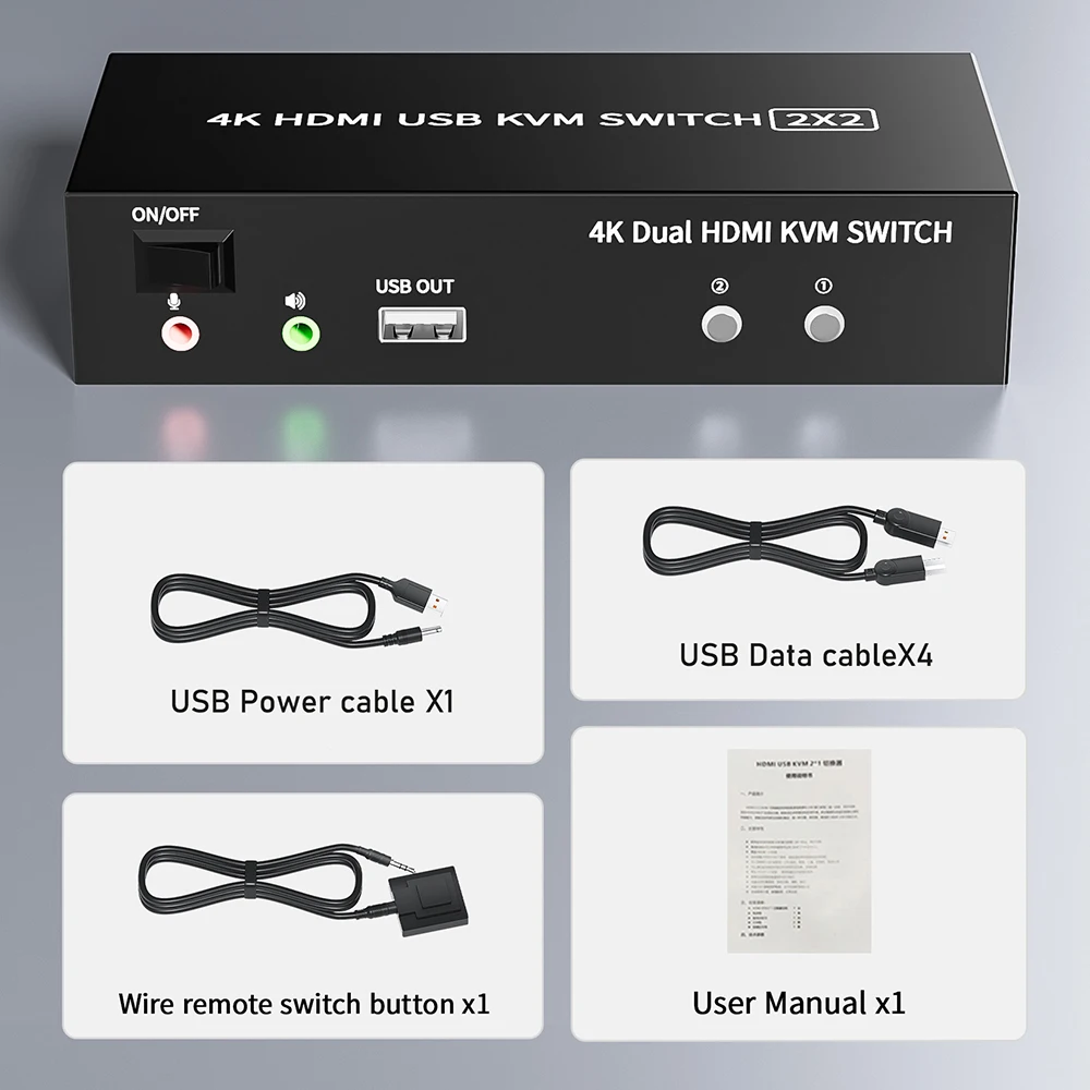 Displayport HDMI KVM Switch dual monitor 4X2 2X2 HDMI Displayport USB KVM Switch Dual Display DP HDMI USB Switch KVM Switcher