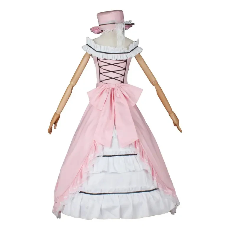 

KKL3Anime Black Butler Ciel Phantomhive Young Master Cosplay Pink Robin Uniform Lolita Suit Wig Sleeveless Lace Maid Cut D k15[[