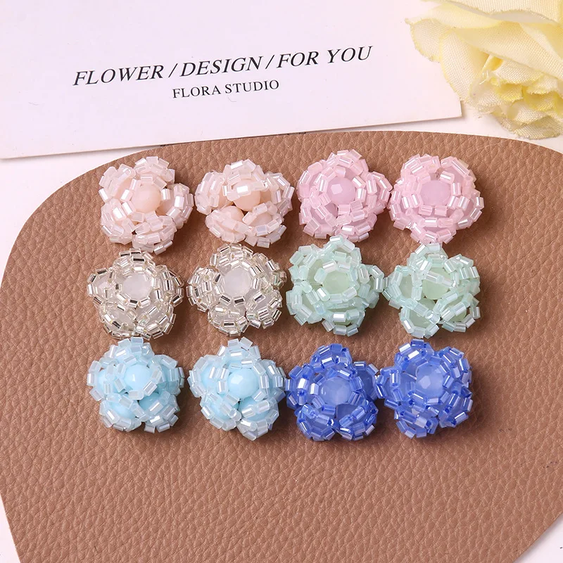 Clog Charms 1 Piece Handmade Multicolor Beaded Vibrant Flower Rustic Pastel Decoration for Clear Crystal Princess Shoes