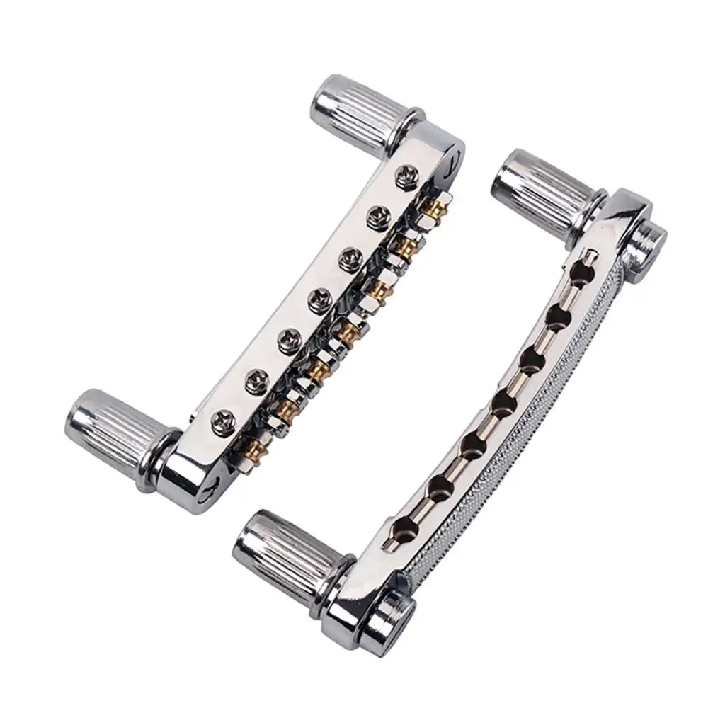Guitar Accessories 7 String Roller Saddle Bridge Chrome Stop Bar Tailpiece Bridge Set for Electric Guitar Specification