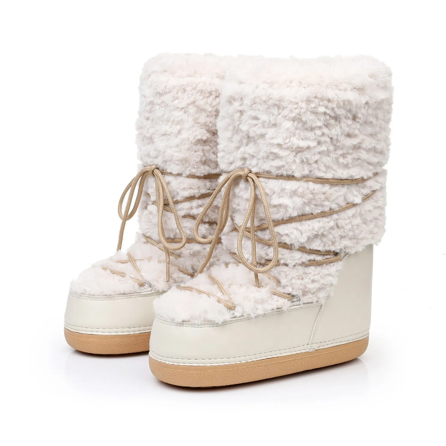 

Women Winter Snow Boots Female Waterproof Platform Cotton Warm Black Boots Luxury Fluffy Furry Fur Boots