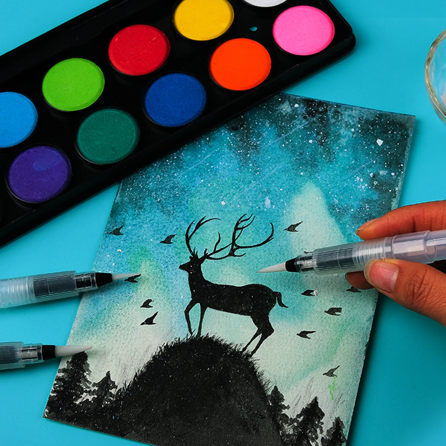 7Pcs/Set Watercolor Brush Pens Water Brush Pens Refillable Watercolor Brush Pens Water Paint Brushes For Watercolor Painting New