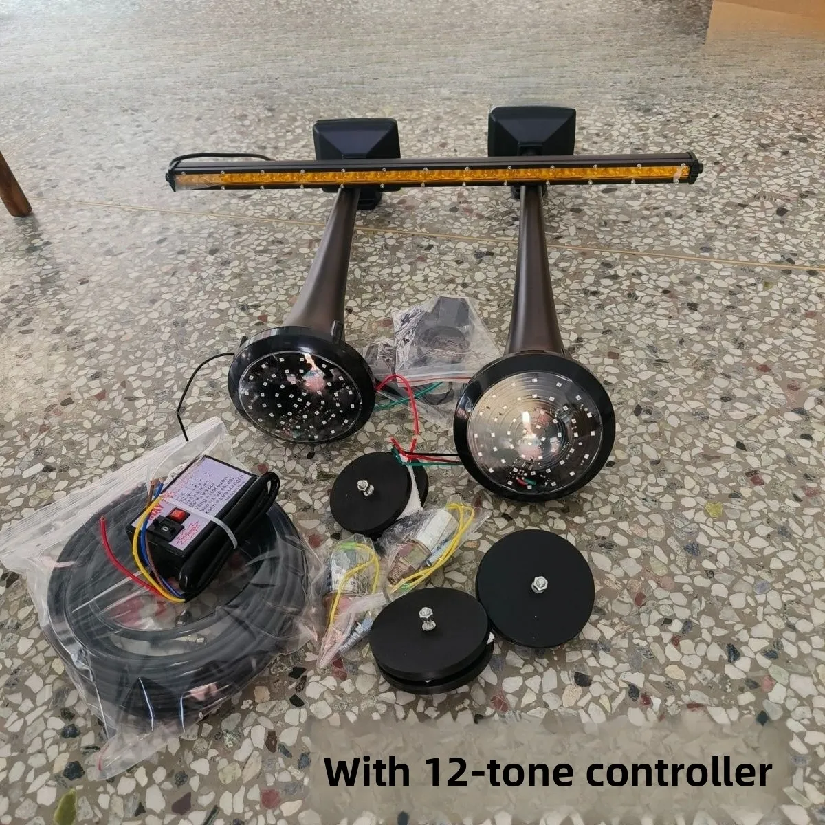 

Air Horn Large Volume 24V Air Horn for Large Trucks and Trucks High and Low Dual Tone