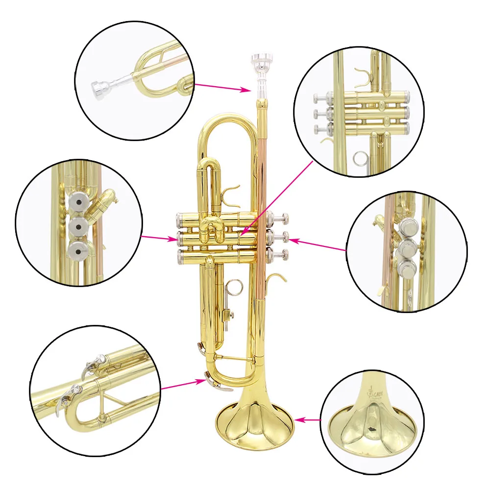 Immagine 7: ﻿   Tromba SLADE in Sib, Tromba Professionale in Oro e Argento, Adatta da Principianti a Professionisti, Strumento a Fiato in Ottone