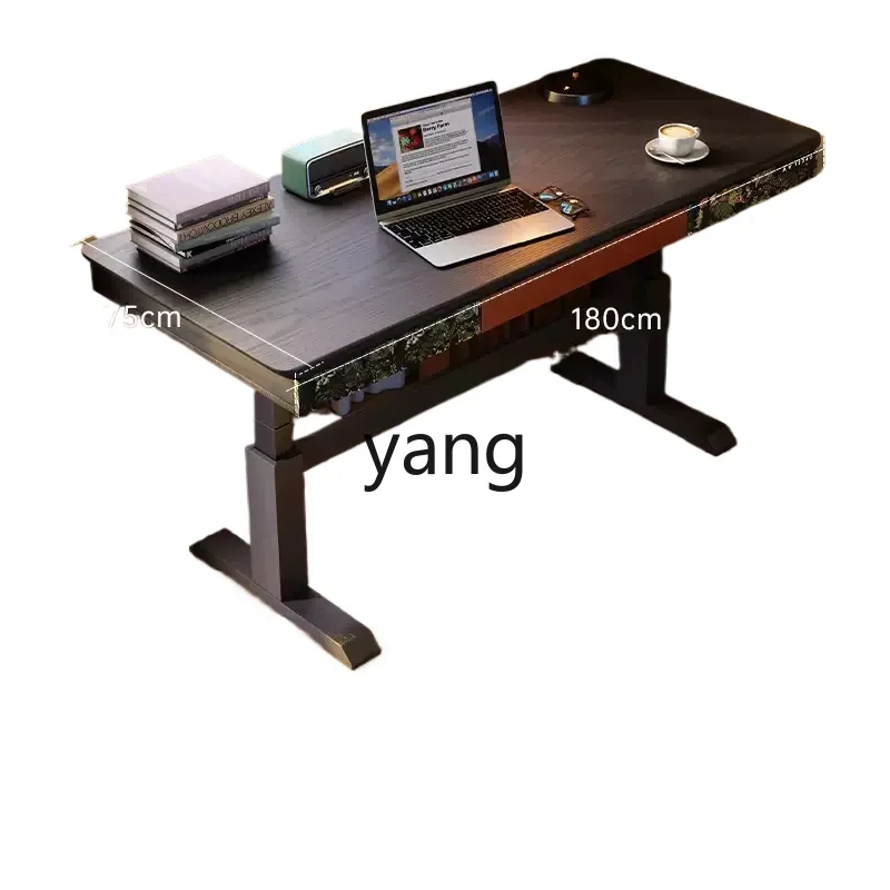 

LH electric lifting table retro home solid wood desk antique computer learning