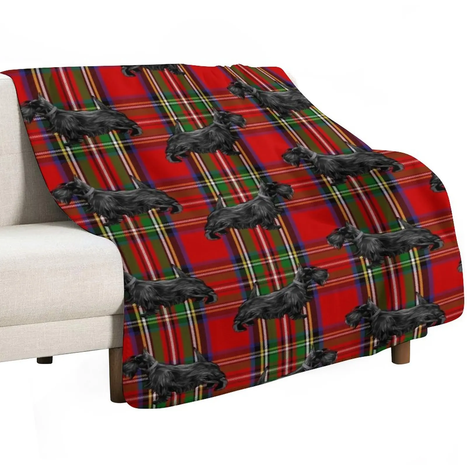 Scottie Dog on Red Scottish Tartan Throw Blanket Hair manga Custom Soft Big for sofa Beach Blankets
