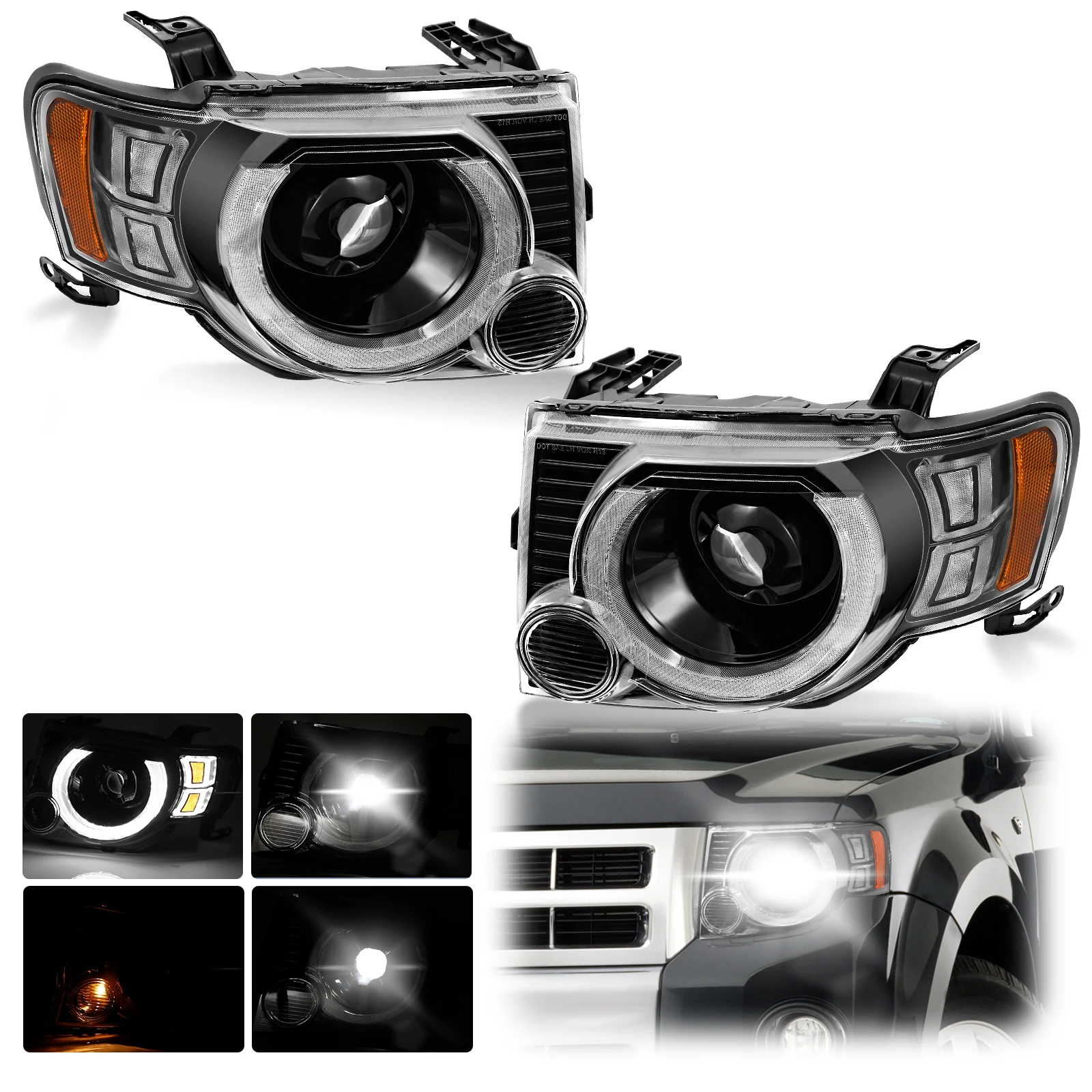 Lampu Depan DRL Desain Baru Grosir Lampu Depan LED Baru Kualitas Tinggi untuk Suku Cadang Mobil Ford Escape 2008-2012