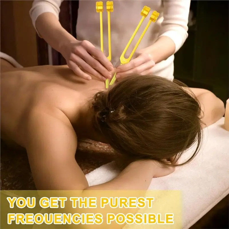 PZHI-Stimmgabeln für Heilungsset (Gold) – inklusive 128 Hz, 136,1 Hz, 256 Hz, 384 Hz und Aktivator, für Chakra, Yoga und Meditation