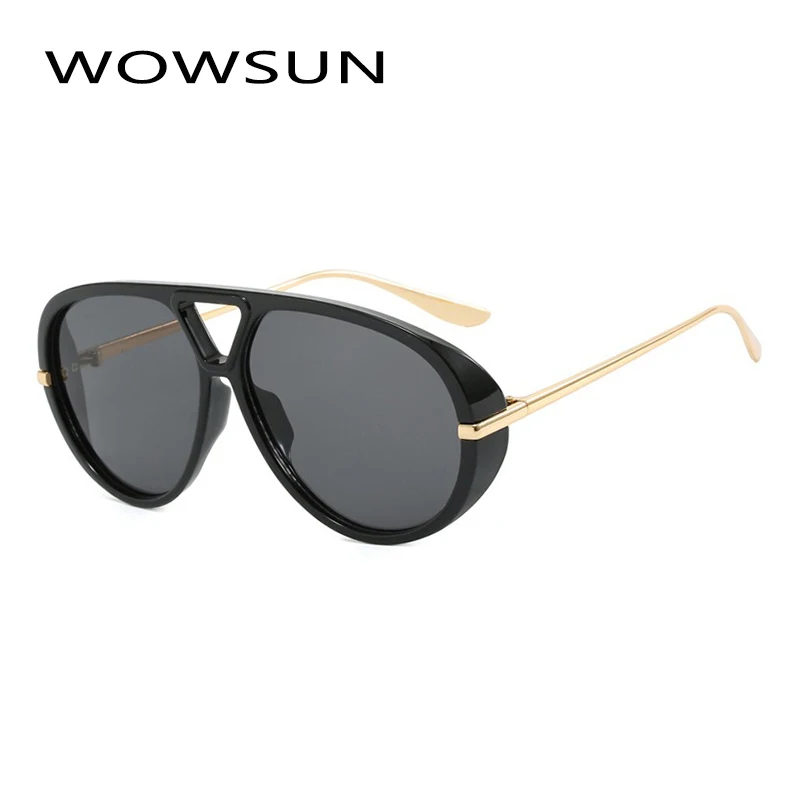 WOWSUN большие солнцезащитные очки-пилоты в стиле панк, женские элитные брендовые винтажные металлические солнцезащитные очки, женские очки с защитой UV400, Oculos De Sol