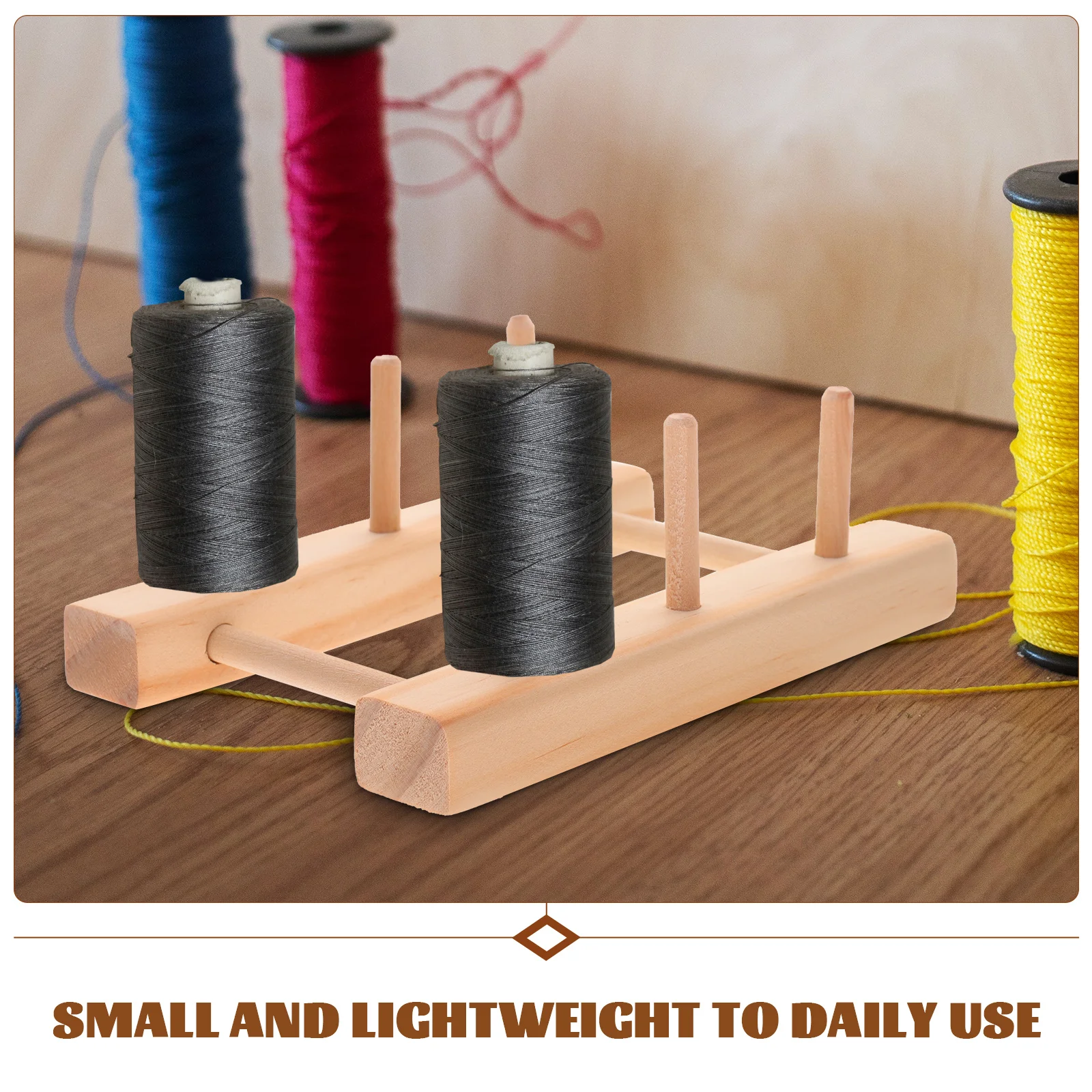 

2pcs Wooden Thread Holder Rack for Sewing Knitting Yarn Spool Storage Organizer Lightweight Easy Assembly Desktop Tool